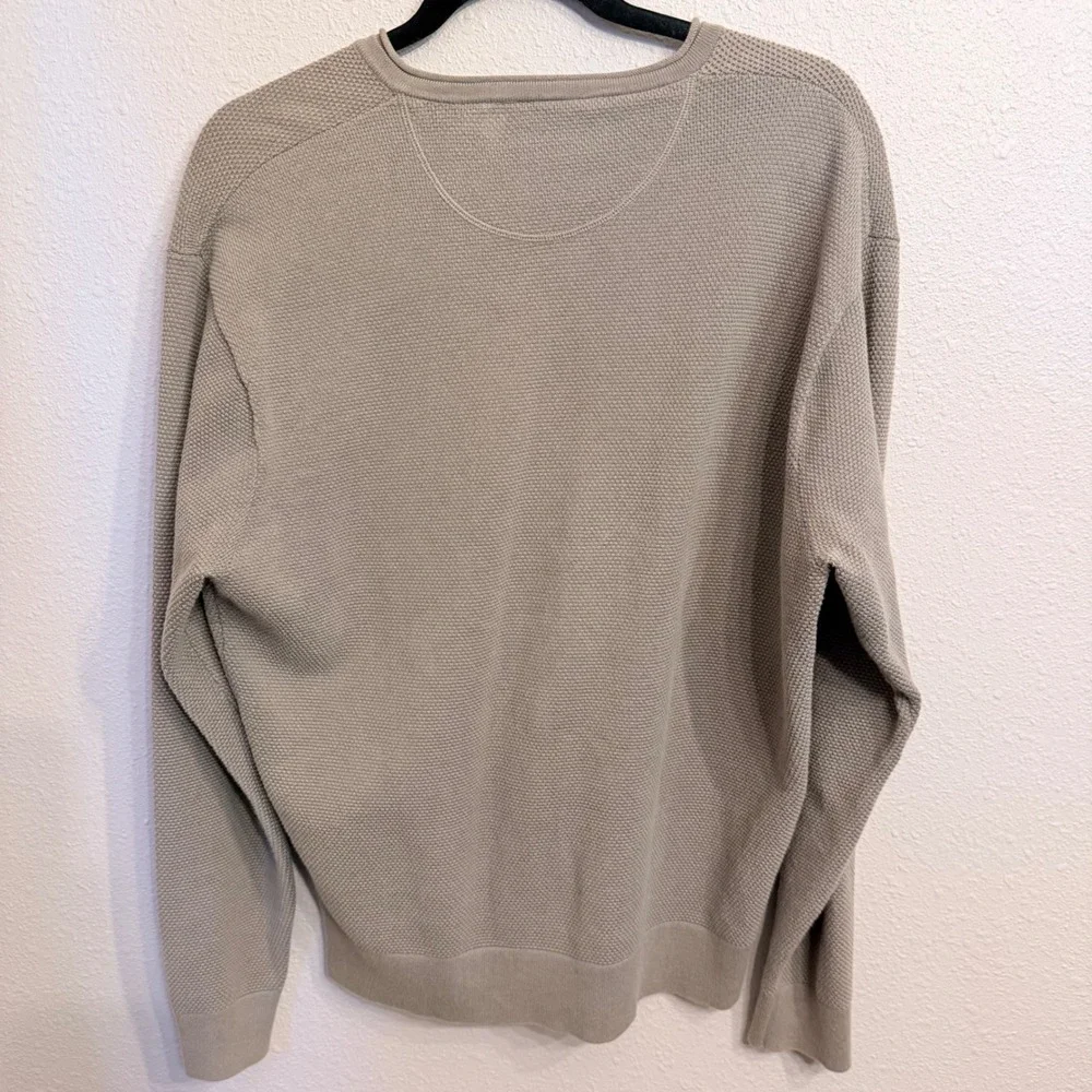 Pendleton Mens V-Neck Sweater Medium Tan Textured Waffle Knit Cotton Blend Sand